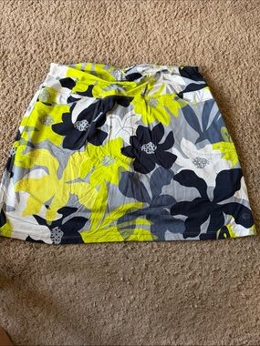 Tribal Sport Floral Print Women's Skort in Yellow, Gray blue & Black